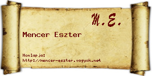 Mencer Eszter névjegykártya